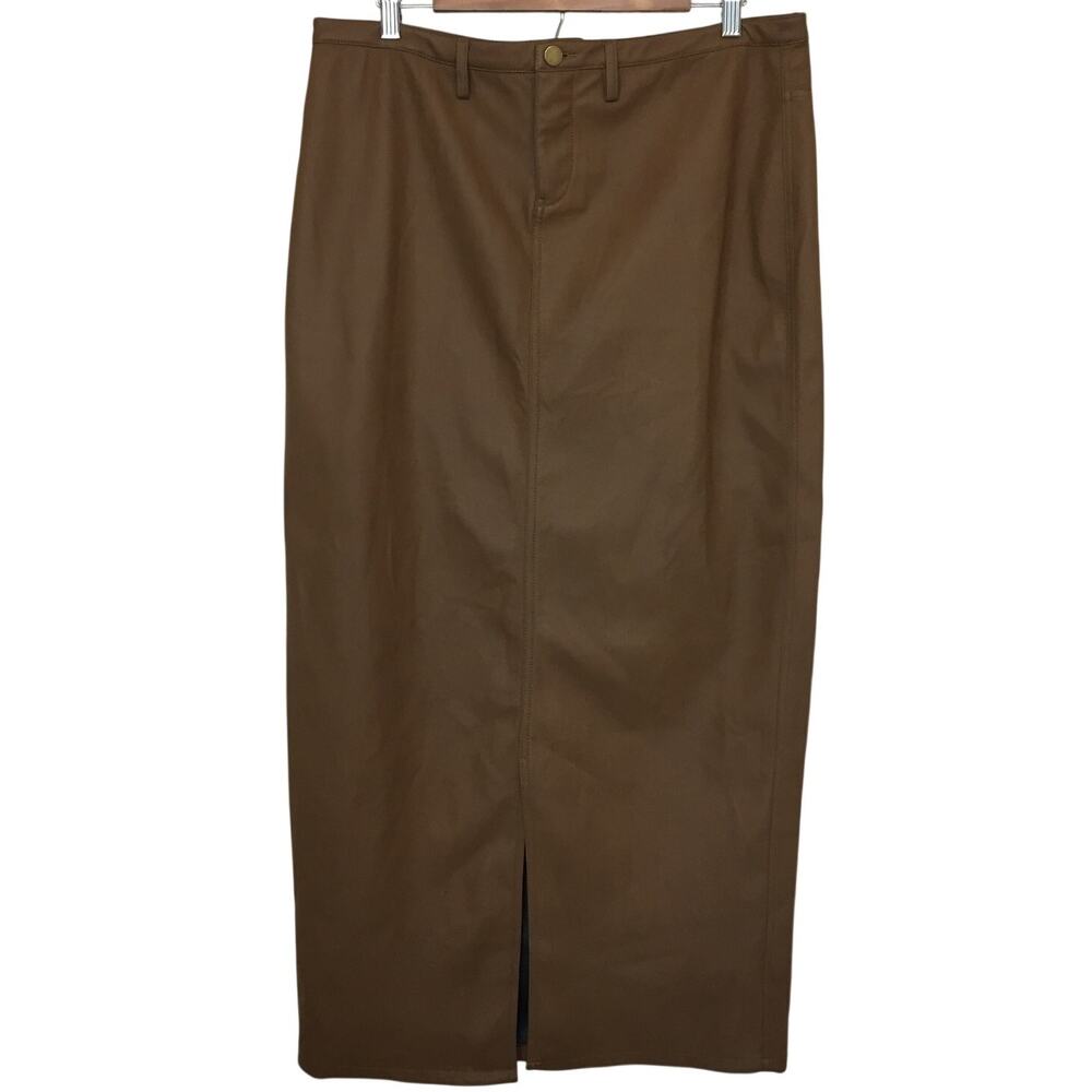 Recollection Midi Front Slit Faux Leather Pencil Skirt XXL Longline Bodycon -NWT